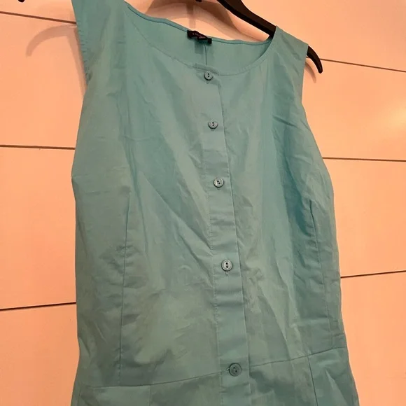 NEW Talbots blue button down sleeveless dress - Picture 3 of 5